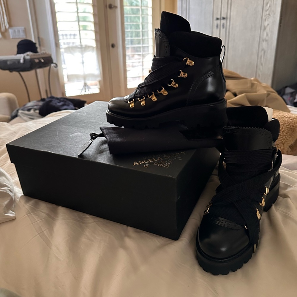 Angela Scott Black Leather Boots - Picture 11 of 13